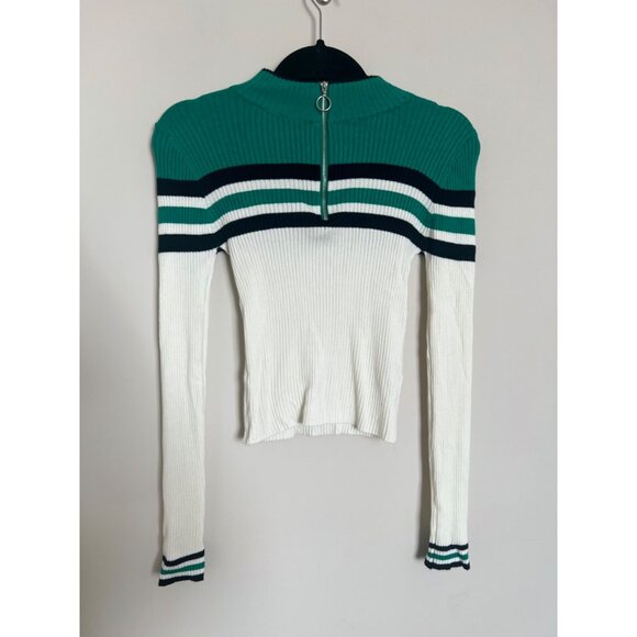 Garage Tops - Garage White & Green Half-Zip Shirt - Size X-Small